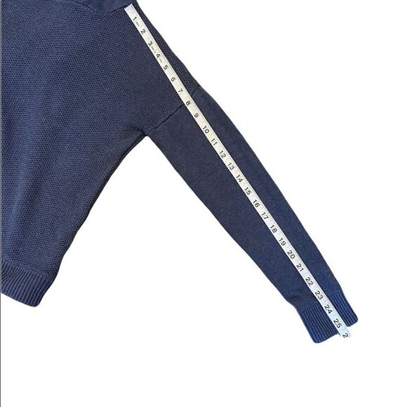 BANANA REPUBLIC Blue Loose Knit Hooded Cropped Sweater Crop Sleeve Top XS - Picture 8 of 9